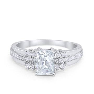 Vintage Engagement Ring Simulated Cubic Zirconia 925 Sterling Silver